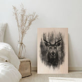 L'immagine su legno - Cervi in una nebulosa tranquilla